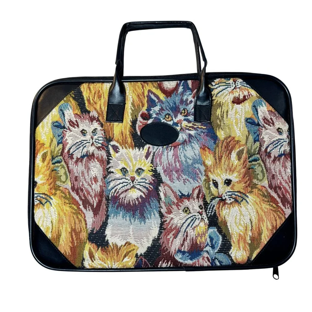 Vintage Tapestry Cat Laptop Case or Briefcase